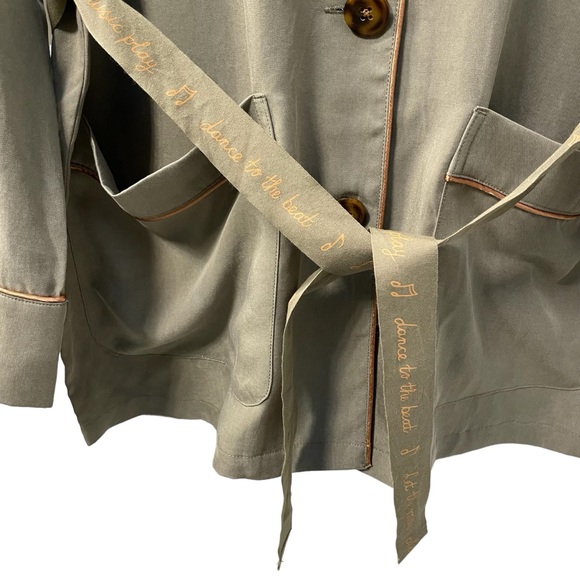 NWT Scotch & Soda Pyjama Loose Fit Belted Blazer Green Army Size Extra Small - Picture 3 of 11